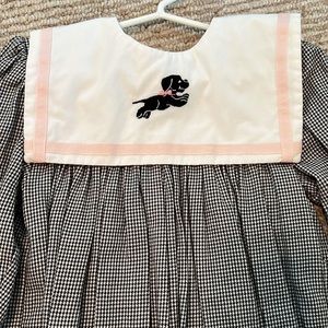 Strasburg Black and White Houndstooth Dress with Pink Trim